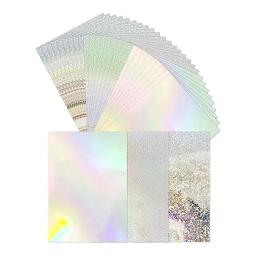 Cardstock holográfico metálico para cartão fazendo Scrapbooking, A4 grosso, brilhante, fluorescente, 30 pcs - Image 1