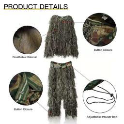 3D Camouflage Ghillie Suit, Caça Vestuário, Vestuário ao ar livre, Jaqueta, Calças, Capuz, Bolsa de Transporte, Adultos, Crianças, Juventude, 5 em 1 - Image 4