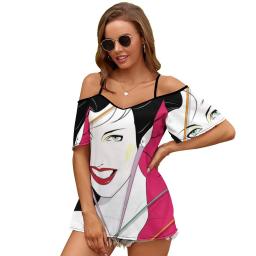 Camiseta feminina gola redonda estilo Nagel, tops casuais de manga curta, camiseta de verão, cultura pop vintage dos anos 80 - Image 4