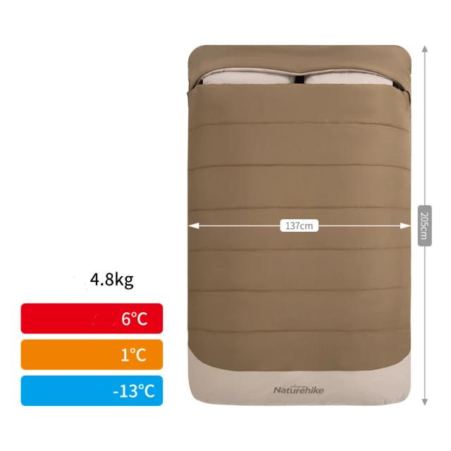 Saco de Dormir Naturehike com Capuz Duplo e Travesseiro Confortável para Acampamento ao Ar Livre