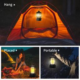 Retro portátil Camping lanterna 6000mAh ao ar livre querosene Vintage acampamento lâmpada modos tenda luz para caminhadas escalada quintal - Image 3