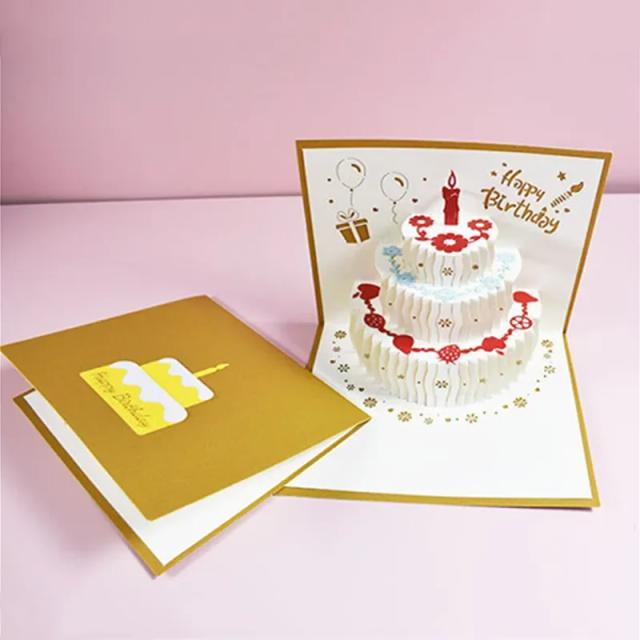 Cartão Pop-up de Aniversário 3D para Meninas: Presente Perfeito com Envelope e Bolo Decorativo
