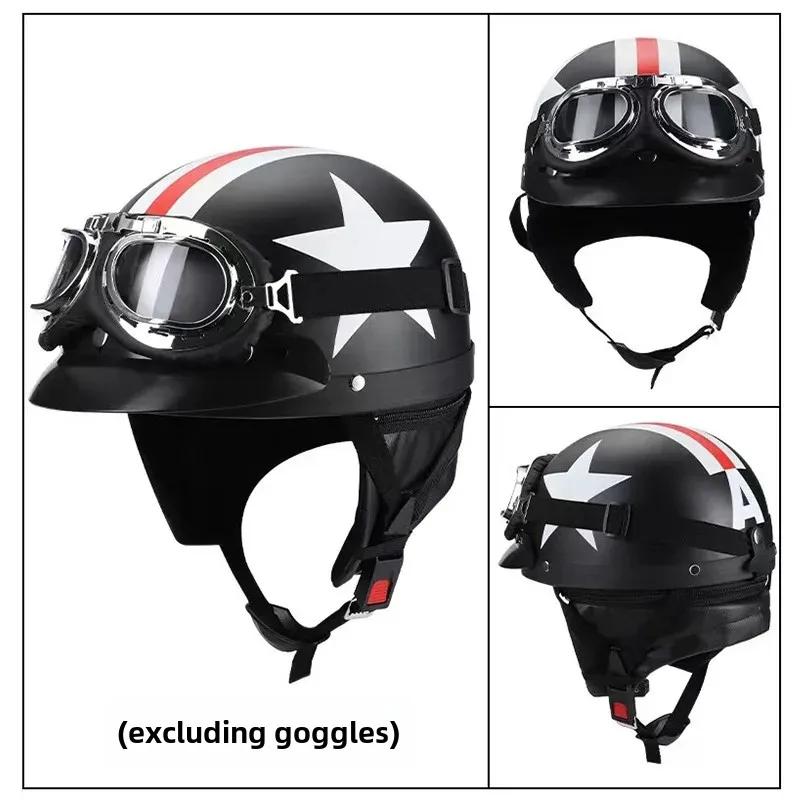 Capacete de motocicleta unissex, equipamento de segurança para homens e mulheres, estilo vintage francês e americano para quatro estações - Image 1
