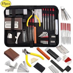Guitar Repair Maintenance Tools Kit e Bag, String Action Ruler, Luthier File, Guitar Bridge Pins para Ukulele Bass, 57 Pcs, 74 Pcs, 26 Pcs, 20 Pcs, 16 Pcs - Image 1