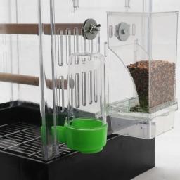 Hamiledyi Alimentador Automático De Gaiola De Pássaro com Perch, Transparente Semente Food Container, Papagaio Acessórios, Sem Mess - Image 2