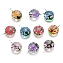 Colar De Pingente De Cristal De Vidro Oval, Real Flor Seca, Jóias Fazendo Acessórios, Colares DIY, 20x29mm, 5Pcs por lote - Image 1