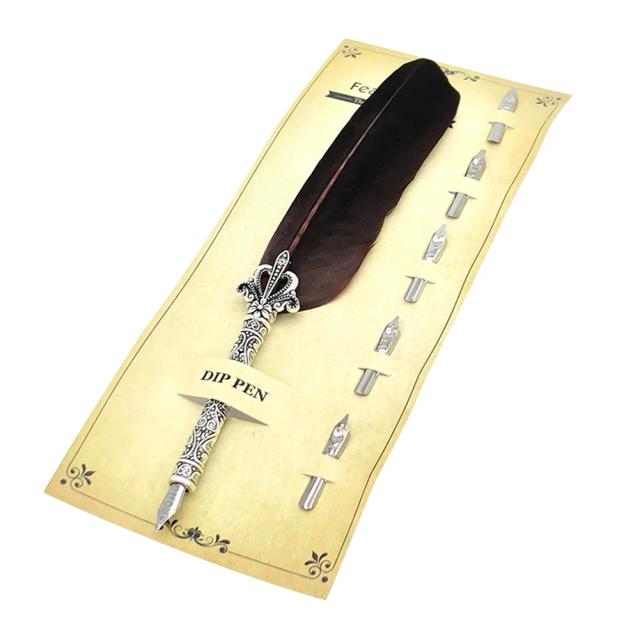 Caligrafia Vintage com Pena Dip Pen e 5 Nibs - Conjunto Completo para Escola e Escritório