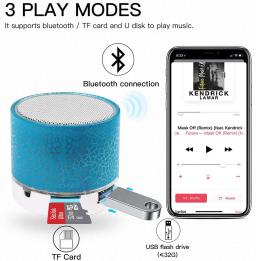Mini alto-falante Bluetooth sem fio portátil, Rachado Super Bass Stereo, Recarregável com luzes LED, AICase, Novo, 2024 - Image 4