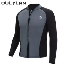 Fato de neoprene de manga comprida masculino, roupas de mergulho, roupa de banho de surf preto e vermelho, novo, 2mm - Image 1