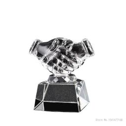 Personalizado gravado cristal troféu, Handshake modelagem para ganhar, competição reunião anual, excelente prêmio, 1pc - Image 6