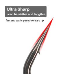 Gancho largo para pesca de carpa, revestimento de ptfe, micro bardo, liga de aço, tamanho 2 4 6 para equipamento de cabelo de pesca de carpa com 10 peças - Image 4
