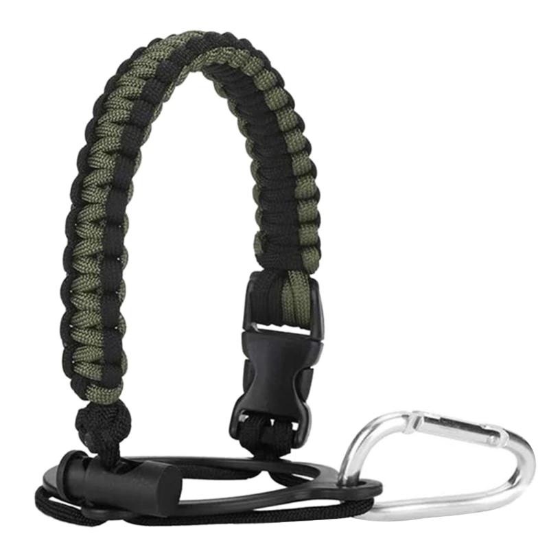 Alça paracord para garrafa água durável com mosquetão para atividades ar livre - Image 1