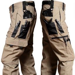 Calça tática militar de carga masculina, calça casual solta, multi bolsos, resistente ao desgaste, para treinamento ao ar livre, caminhada - Image 1
