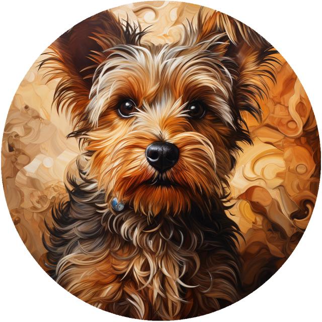 Guirlanda redonda de alumínio pintada em relevo falso, decoração charmosa para quarto e presentes especiais de Dia dos Namorados com tema de Yorkshire Terrier