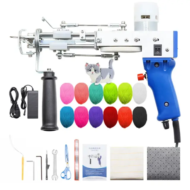 Pistola de Tapete Elétrico 2 em 1: Máquina de Tricô Tufting com Cortador e Loop Pilha de 5 a 40 Pontos