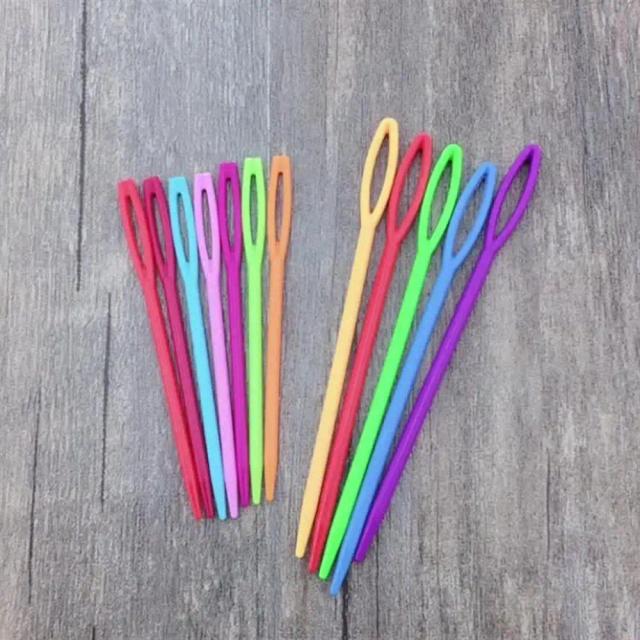 Conjunto de 20 Agulhas de Tricô e Ganchos de Crochê de Plástico em Cores Variadas - 7cm e 9cm para Crianças e Projetos DIY de Lã