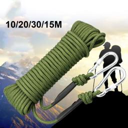 Corda de escalada com arame de aço, equipamento escalada com ganchos, corda paraquedas verde, para sobrevivência, escalada no gelo, 8 mm - Image 3
