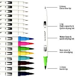36/48/60/100 caneta aquarela marcadores de arte de ponta dupla canetas pintor de feltro caligrafia material de arte escolar pincel canetas de cor fineliner - Image 4