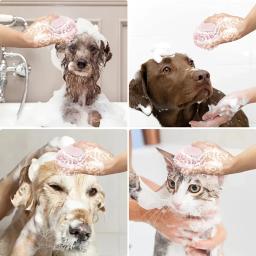 Pet escova de banho com sabonete e shampoo dispensador, gato massagem pente, cerdas macias grooming scrubber, pet fornecimentos, cães e gatos - Image 4