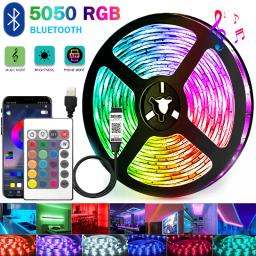 RGB LED Strip Lights para decoração de festa, fita, luz de fundo, colorido, crianças na sala, 1m, 5m, 5m, 10m, 15m, 5050 - Image 1