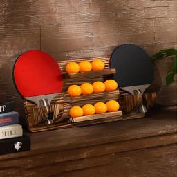 1pc suporte de remo de ping pong fixado na parede raquete de tênis de mesa exibição para 6 pás e 12 bolas de armazenamento organizador de ping pong - Image 2