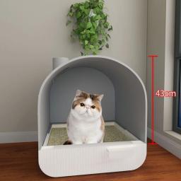 Caixa de areia para gatos, totalmente fechada, tipo corredor, grande ninhada de gato, vaso sanitário extragrande, modernos suprimentos para animais de estimação - Image 4