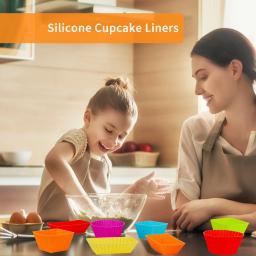 Copos de cozimento reutilizáveis Cupcake Silicone, Conjuntos de forros de muffin antiaderente Bento Lunch Box, Moldes De Bolo De Pastelaria, Multicolor - Image 4