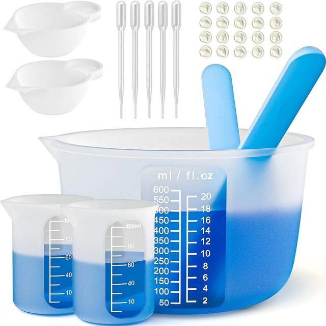 Kit Completo de Resina de Silicone com Copo de Medição para DIY, Artesanato e Slime - Acessórios Criativos para Mãos Habilidosas