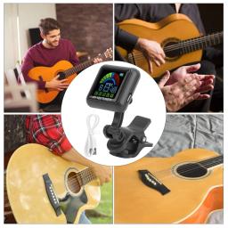 AROMA AT-102 Recarregável Clip-on Guitar Tuner, Tela Colorida com Bateria Embutida, Cabo USB para Guitarra Cromática, Baixo, Ukulele - Image 5