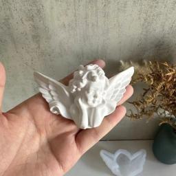 Molde de silicone de 3D anjo ornamentos, DIY artesanal asas, cimento gesso, resina epóxi, decoração da parede, pingente - Image 1