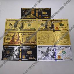 Nota plástica do ouro 24k para a coleção e a cédula comemorativa, conta americana, terno do dólar, vários valores da cara, novo - Image 3