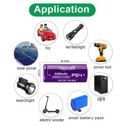 Vapcell original p54 inr 26650 bateria 5400mah capacidade cdr 20a max 35a 3.7v bateria de ferro de lítio para baterias de lanterna - Image 2