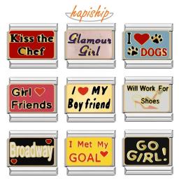 Hapiship-Encantos de Aço Inoxidável para Fazer Jóias DIY, Go Girls, Amor Dog Colors, Ligações Italiano, se Fits 9mm Pulseira, DJ735-A, Moda, 2023 - Image 1