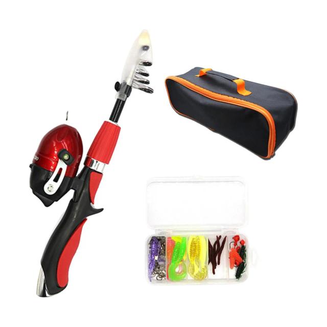 Combo Vara e Carretel de Pesca Infantil Telescópica Portátil 130cm