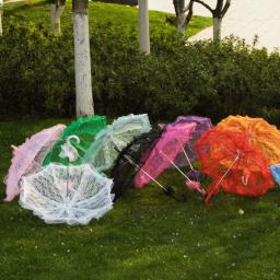 Laço colorido Florais Guarda-chuva De Noiva, Artesanato De Festa De Casamento, Decoração De Flores, Adereços Acessórios - Image 1