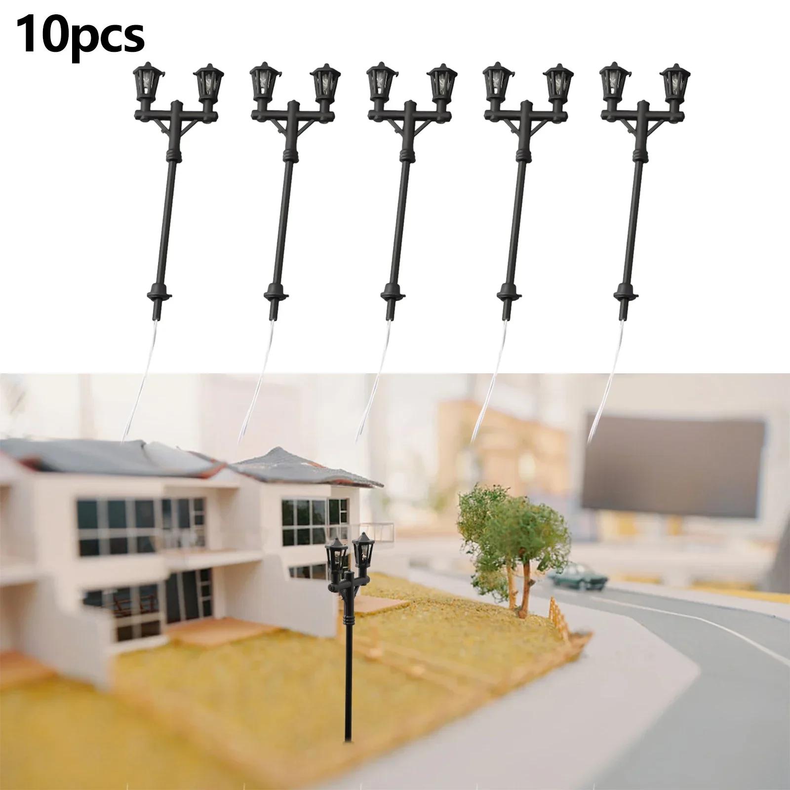 10 pçs modelo trem ho tt escala 1:100 ferroviária led poste de luz 1:87 banco cadeira luz rua 1:50 modelo pessoas artesanato decoração casa - Image 1