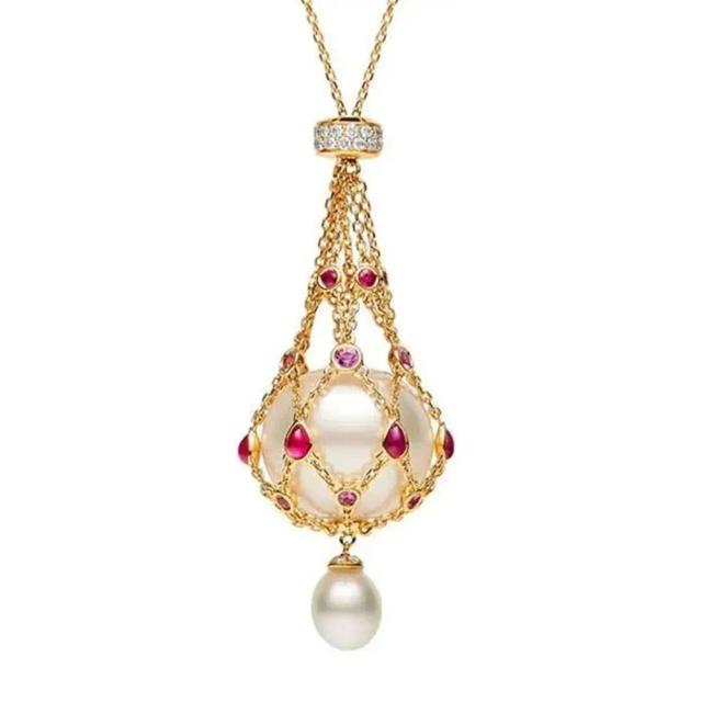 Colar Ajustável com Pingente de Pérola e Gema, Suporte Intercambiável de Cristal - Presente Ideal para Mulheres