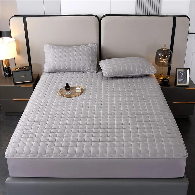 Capa protetora de colchão impermeável - Saia de cama acolchoada antibacteriana com bolso profundo, conforto de pelúcia para proteção noturna toda - Image 1