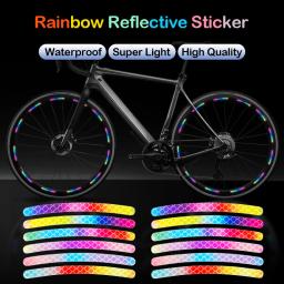 Adesivo reflexivo do arco-íris para rodas de bicicleta, Brilho noturno adesivo para carro, Motocicleta aviso adesivos, Segurança noturna, 20pcs por conjunto - Image 5
