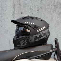 Orz capacete da motocicleta vintage casque moto preto guerreiro combinação capacete completo meio capacete de cruzeiro cascos motorcross - Image 3