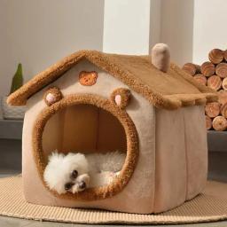 Casa dobrável para cães e gatos de pequeno e médio porte, colchão, produtos para animais, cestas para cachorros, canis de inverno - Image 4