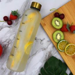 Garrafa De Água 1L Com Marcador De Tempo Reutilizável À Prova De Vazamentos Esportes Garrafa De Água para Fitness Esportes Ao Ar Livre Viagem Frosted Drink Bottles - Image 4
