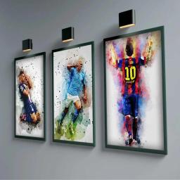 Aquarela Futebol Estrela Wall Art Poster, Perfeito para Quarto Dormitório, Home Decor, Pintura Canvas, Mural Coleção Imagem, Alta Qualidade - Image 1