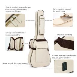 Impermeável guitarra acústica Gig Bag, Soft Case com alça de pescoço, estofamento grosso, 40 polegadas, 41 polegadas, 10mm - Image 5