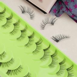 Natural Long Cílios Postiços Strip, 3D Mink Lashes, Extensão dos Cílios Falso, Metade Cat Eye, Make Up Tool, macio, Maquiagem, 3 Pares, 10 Pares - Image 3