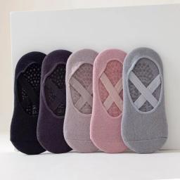 3 pares/5 pares/1 par meias de yoga feminino algodão silicone antiderrapante pilates aperto toalha sem mostrar barra respirável bandagem esportes meia - Image 5