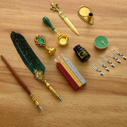 Retro Pena Dip Pen Kit, Antiguidade, Tinta Papelaria, Caligrafia Kit, Vintage, Clássico, Selo de cera - Image 6