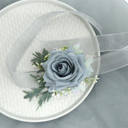 Casamento Boutonniere Silk Rosas Corsage Pulso dama de honra Pulseira Flores Noivo Buttonhole Suit Broche accesorios de boda - Image 4
