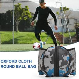 Sacos de bola de futebol em forma redonda, portátil, Oxford, Basketball Bag, elástico com zíper, impermeável, lavável, esportes ao ar livre - Image 4
