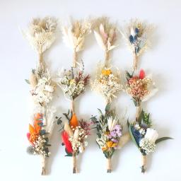 Mini Natural Seco Flores Bouquet, Boutonnieres Groomsmen, Buttonholes dama Flor, Corsage Broche, Decoração Do Casamento Do Natal, 1Pc - Image 3